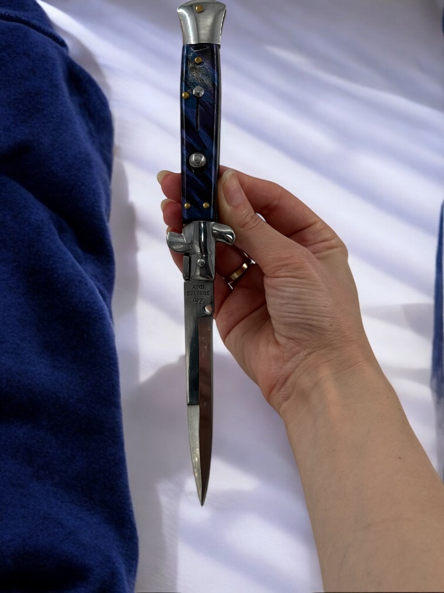 İtalyan Sustalı Otomatik Çakı Mavi 3400