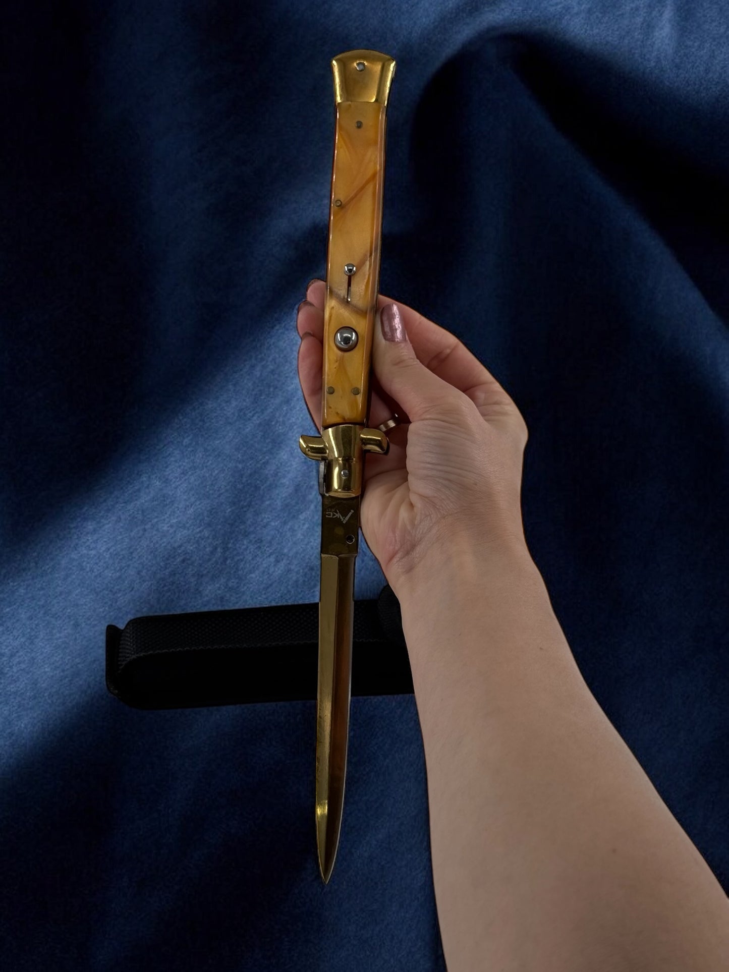 Orjinal AKC İtalyan Sustalı 33 cm Çakı Kahve - Gold 2211