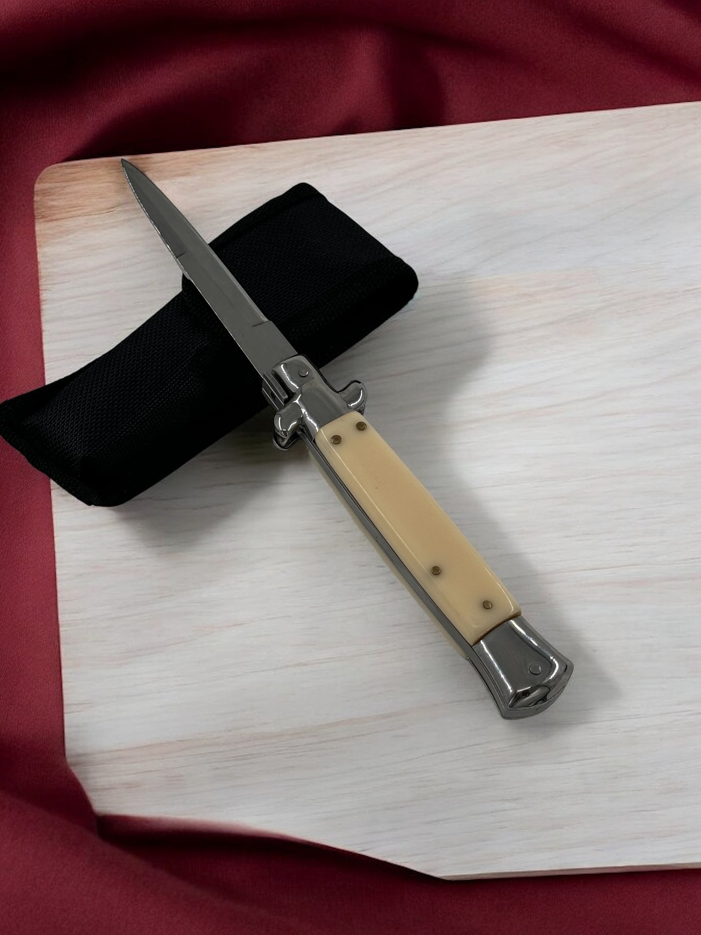 Orjinal Lux Tam Otomatik İtalyan Sustalı Çakı Krem - Gümüş 2210