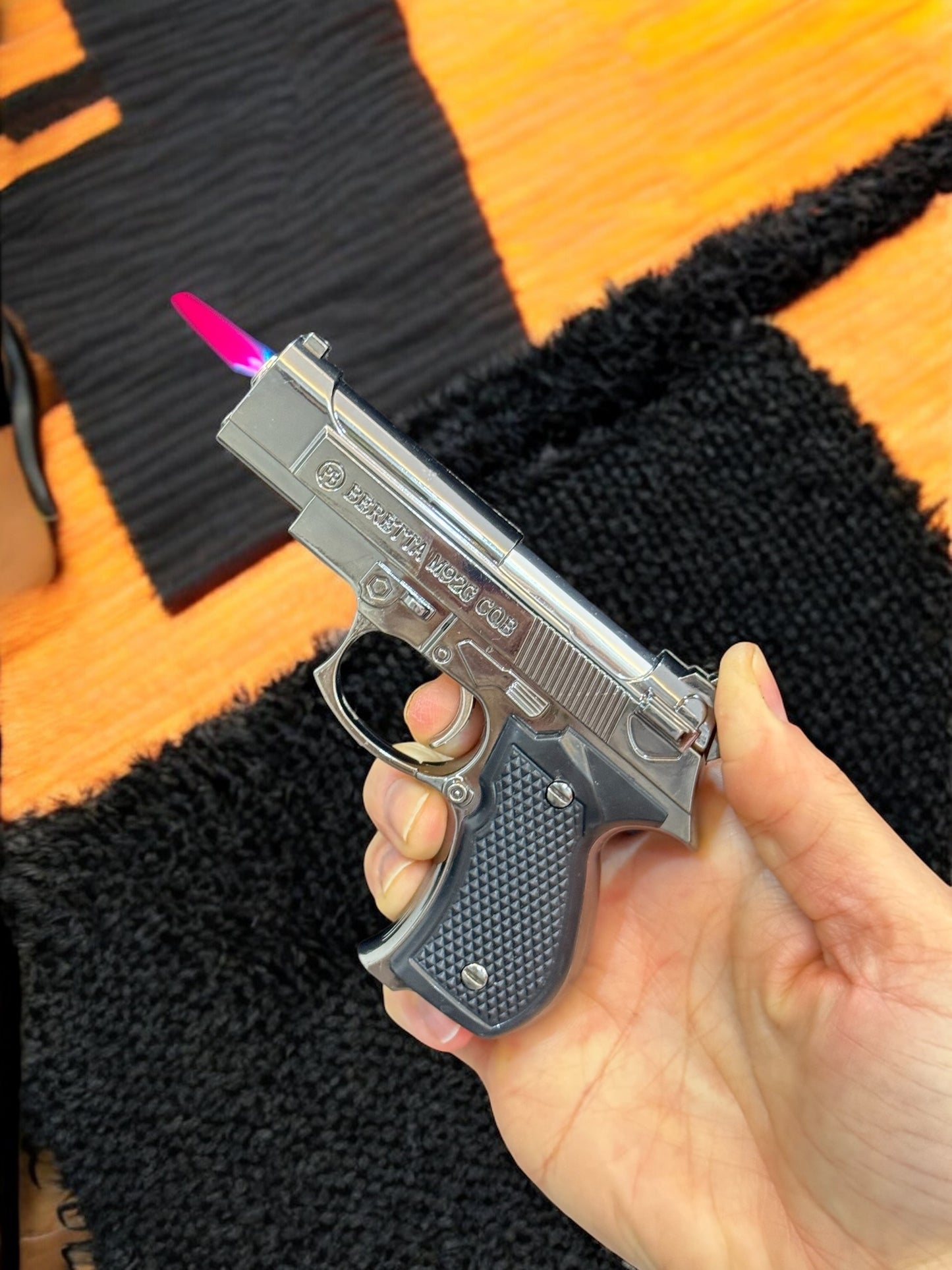 Mini Beretta Model Renkli Alevli Gazlı Çakmak