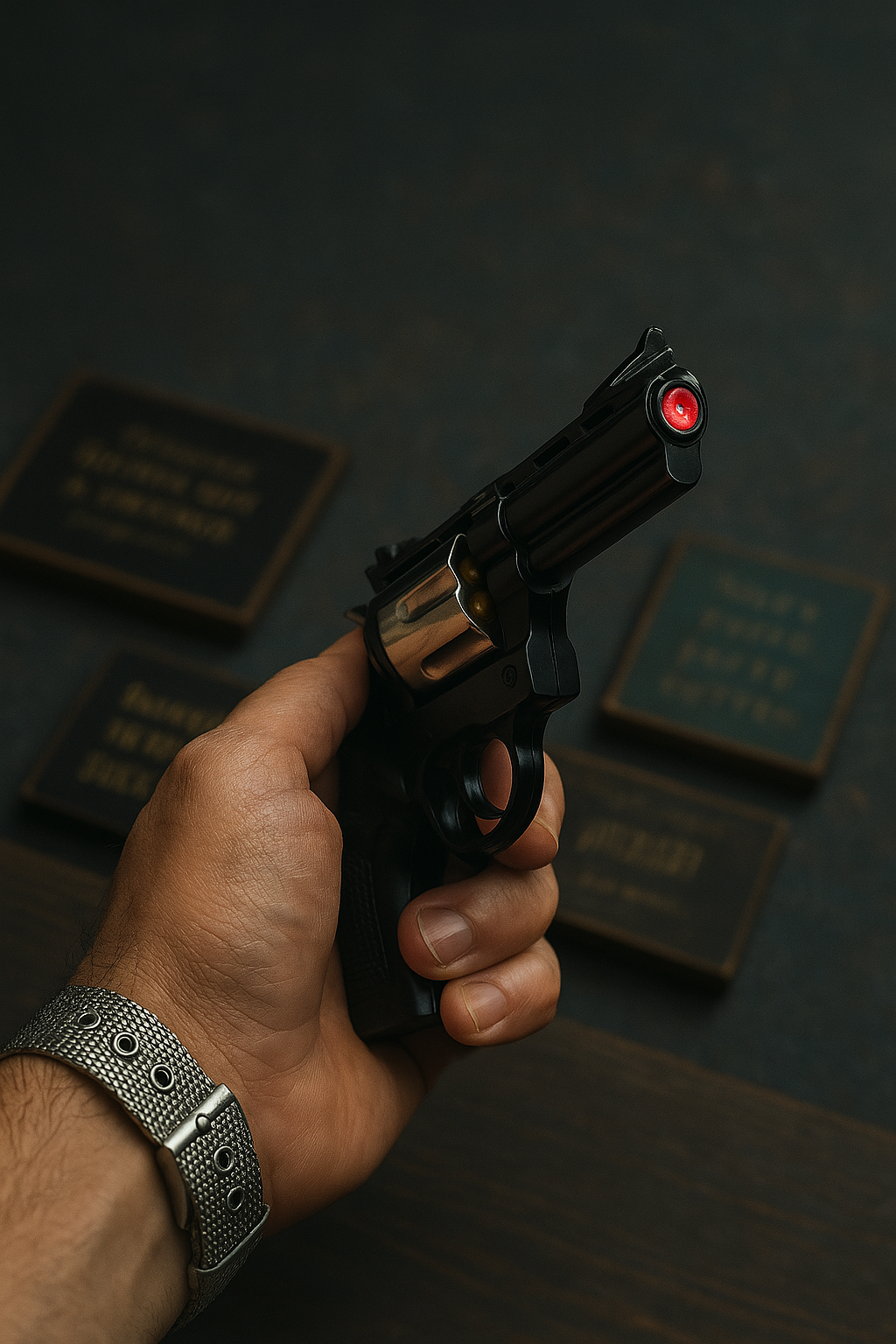 Toplu Metal 6 Patlar Tabanca Çakmak 8666