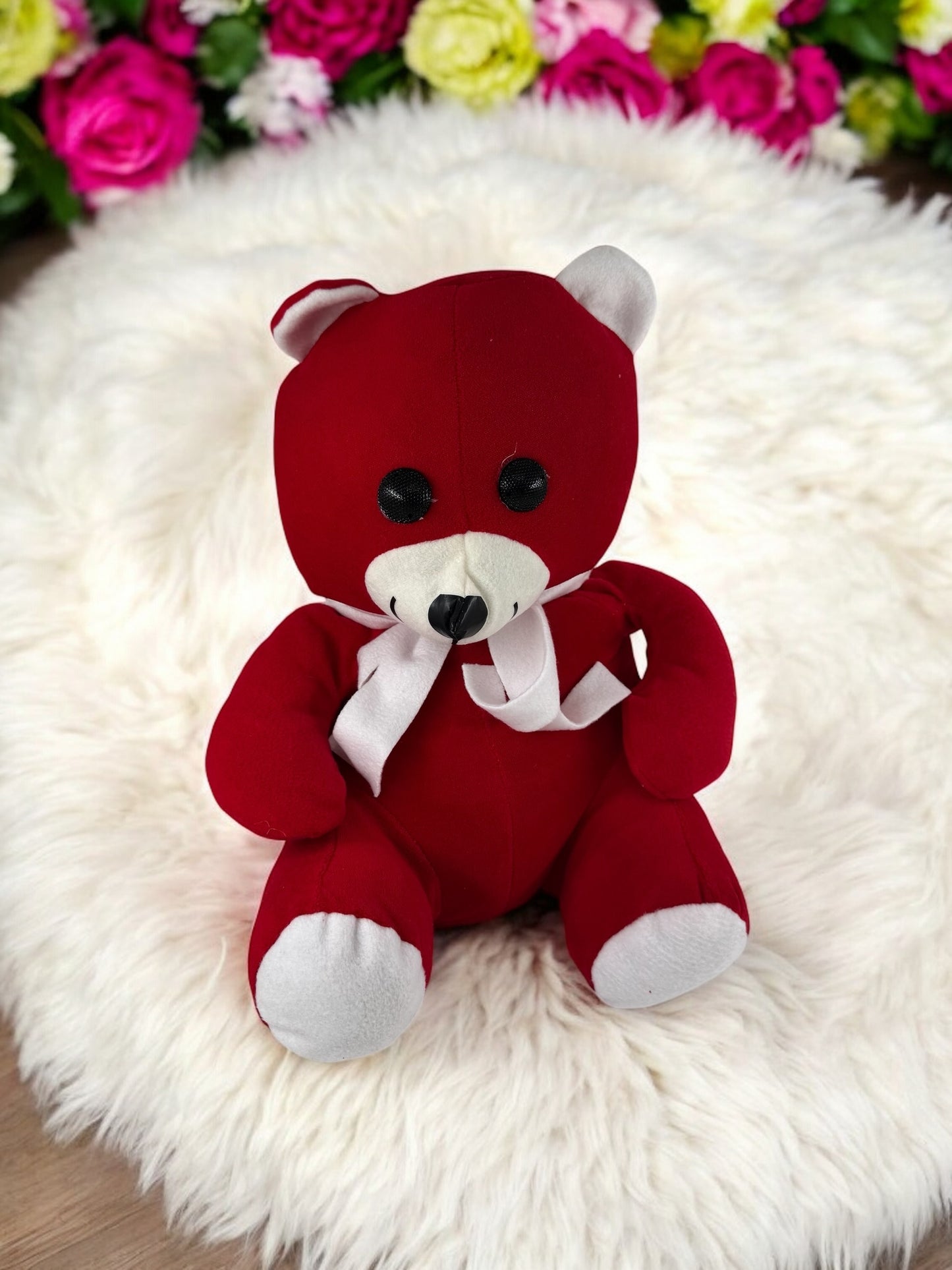 Kırmızı Atkılı Peluş Ayıcık 40 cm