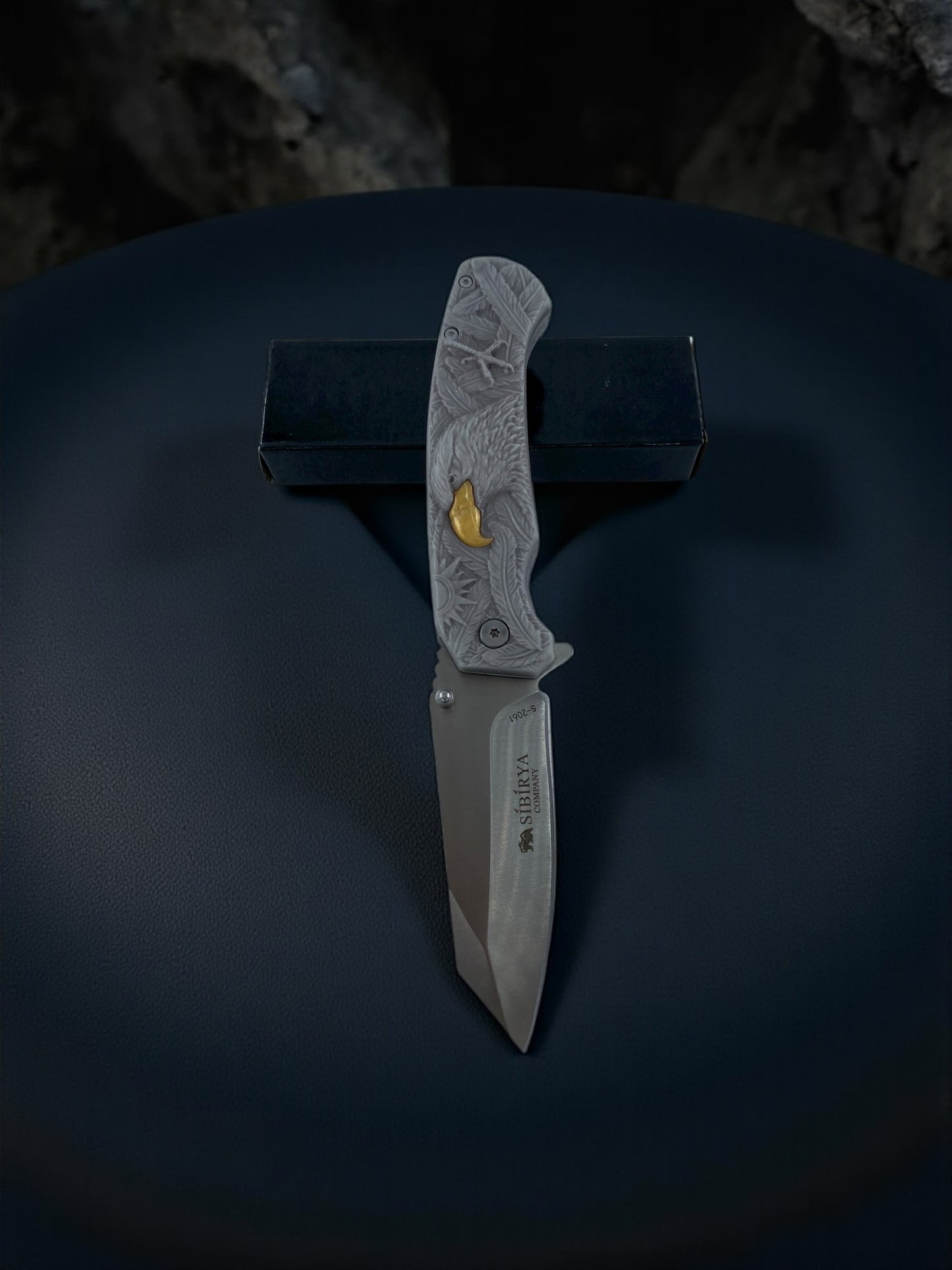 Sibirya Kartal Kabartma Desenli Taktik Çakı