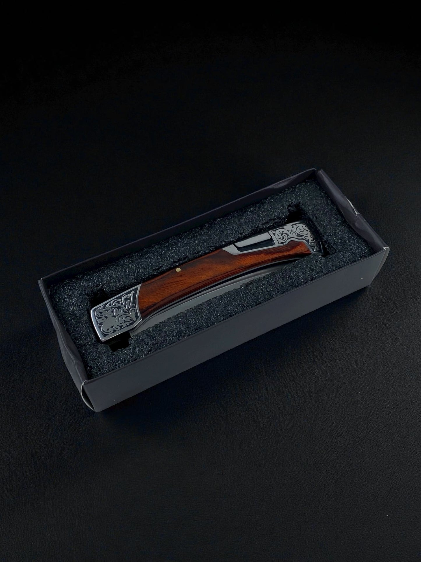 Desenli Kızıl Kahve Basmalı Hançer Çakı