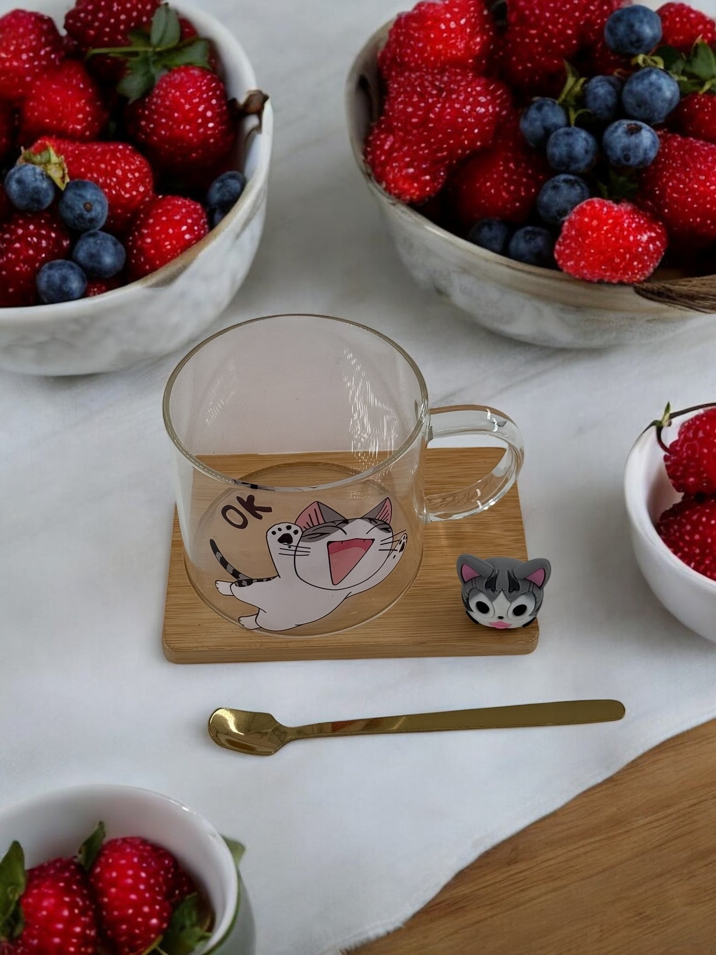 Kedi Tasarımlı Cam Kupa 2-395