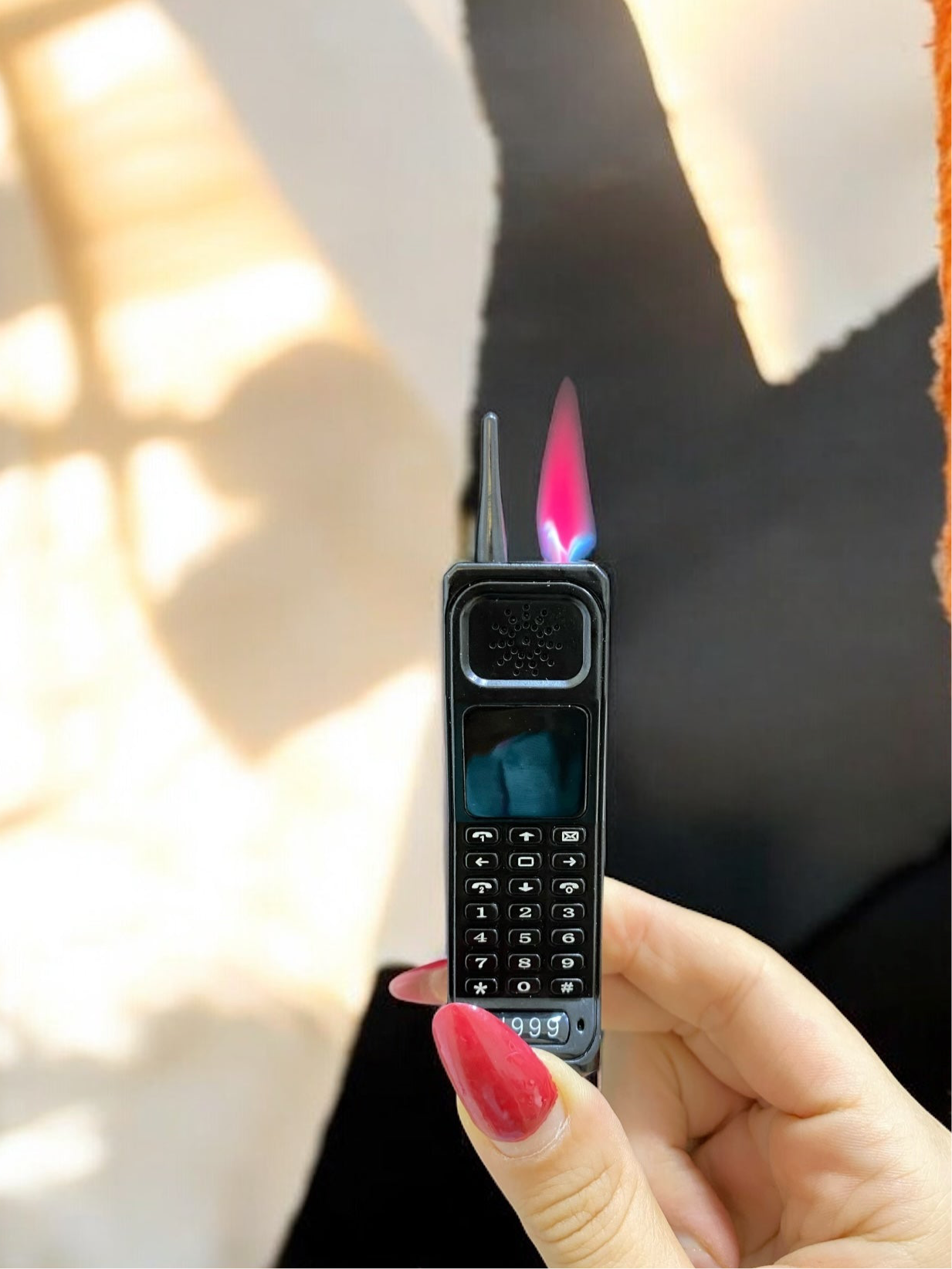 Telefon Şeklinde Pembe alevli Pürmüzlü Çakmak