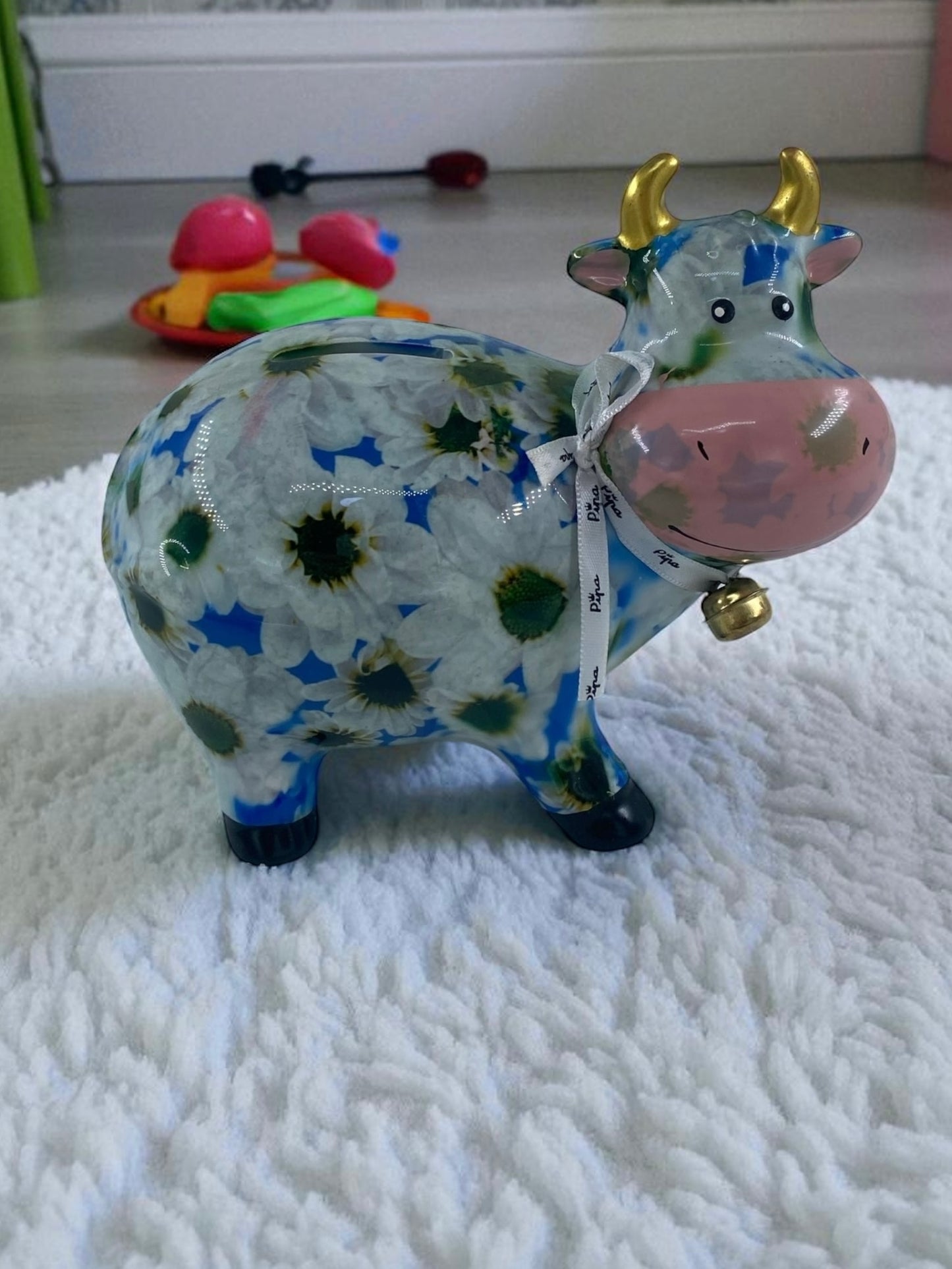 Seramik Renkli Sevimli İnek Biblo