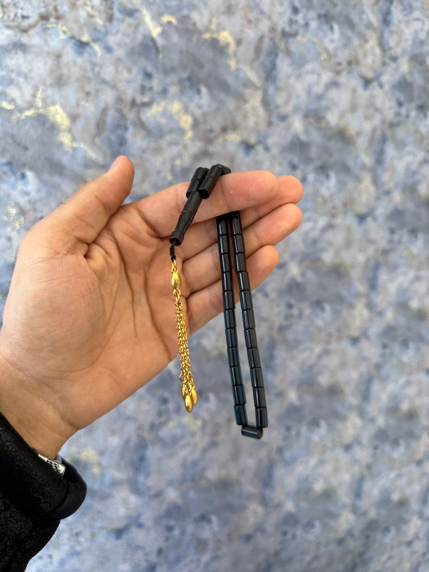 Altın Renk Gece Yeşili İşleme Tespih