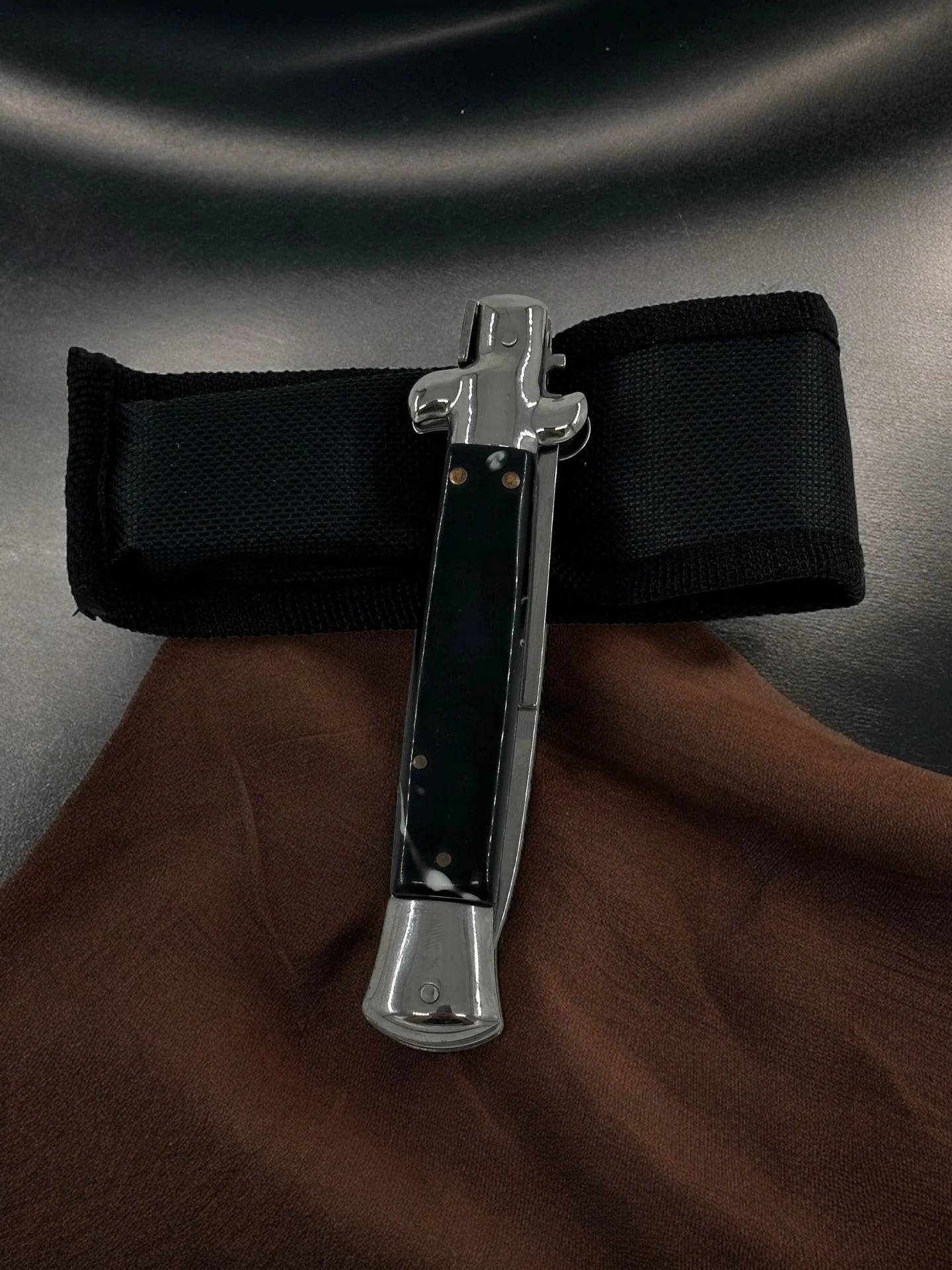 Orjinal Lux Tam Otomatik İtalyan Sustalı Çakı Siyah - Gümüş 2210