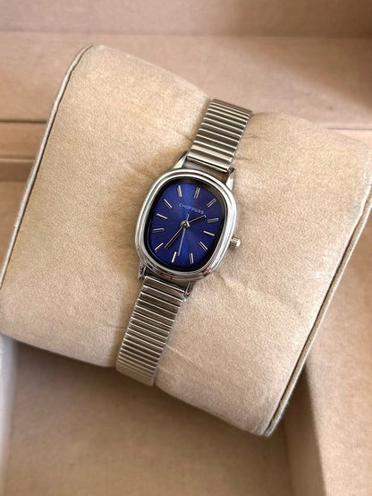 Kişiye Özel Kordonuna İsim Yazılır Kadın Saat Mavi Gümüş