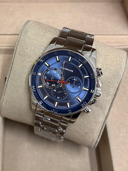 Kişiye Özel Kordonu İsim Yazılır Çelik Saat Mavi Gümüş