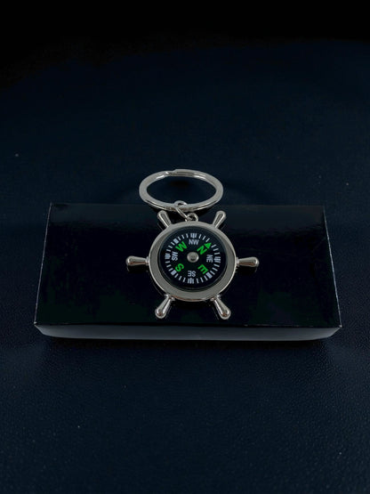 Metal Gemi Dümeni Şeklinde Pusula Anahtarlık
