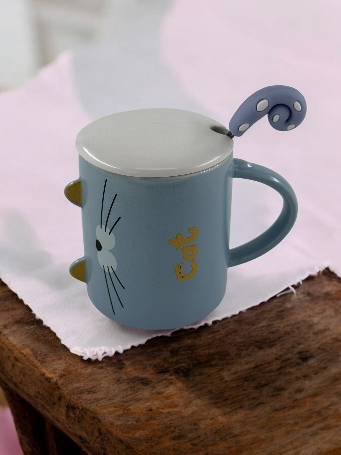 Kulaklı Kedi Temalı Kupa Bardak 2-325