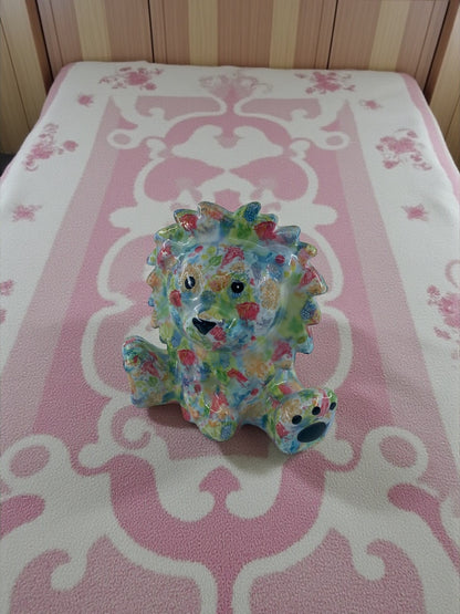 Seramik Renkli Sevimli Aslan Biblo