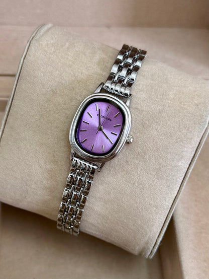 Kişiye Özel Kordonuna İsim Yazılır Kadın Saat Mor Gümüş