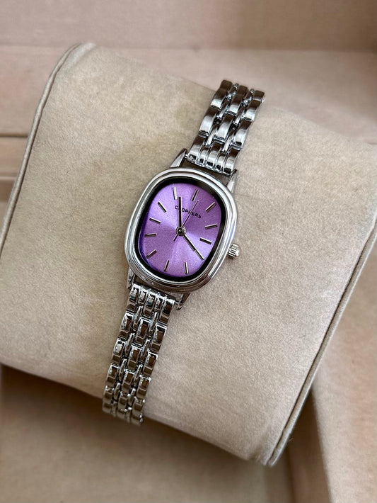Kişiye Özel Kordonuna İsim Yazılır Kadın Saat Mor Gümüş