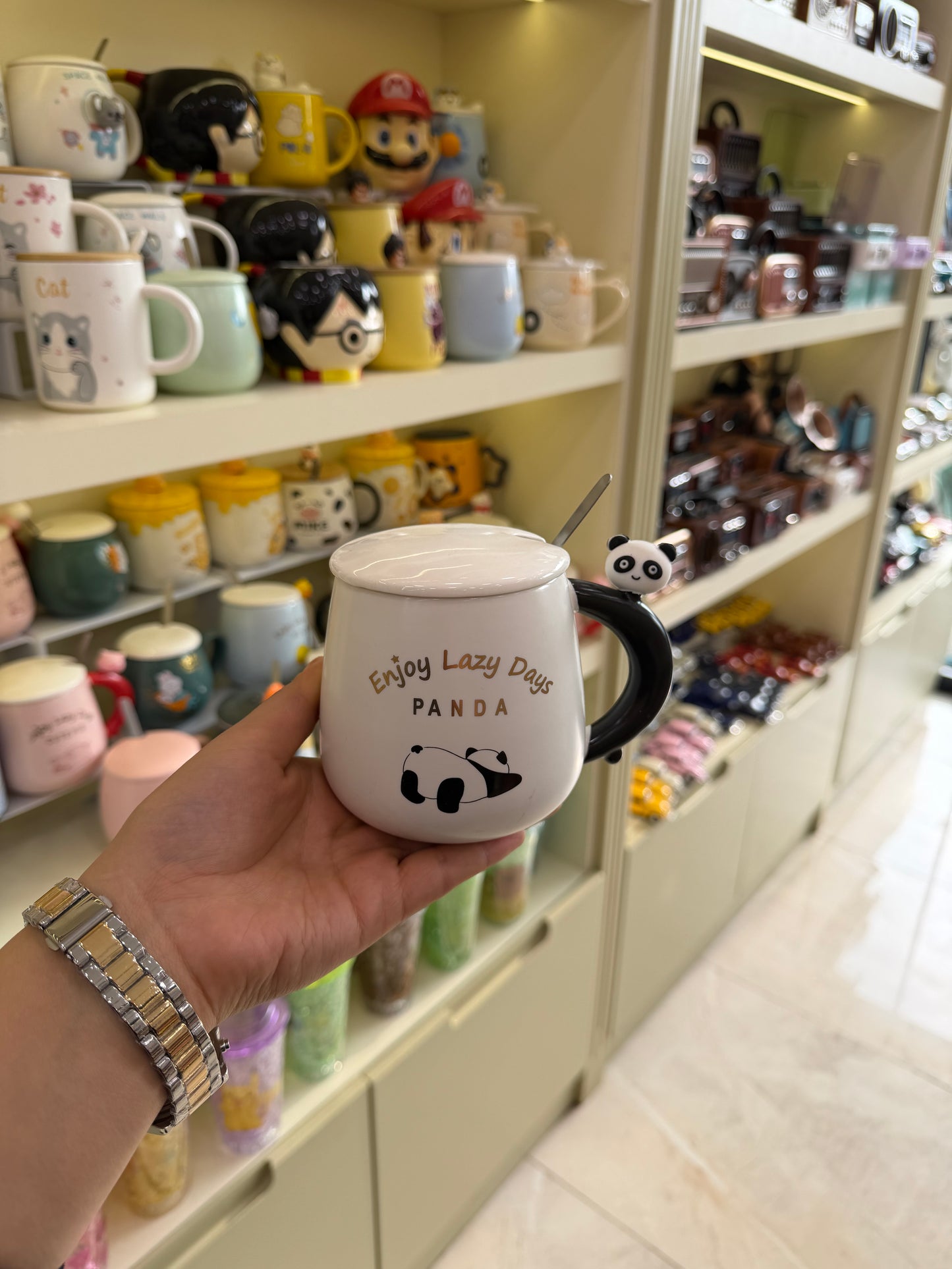 Tembel Hayvan Figürlü Kapaklı Kupa Bardak