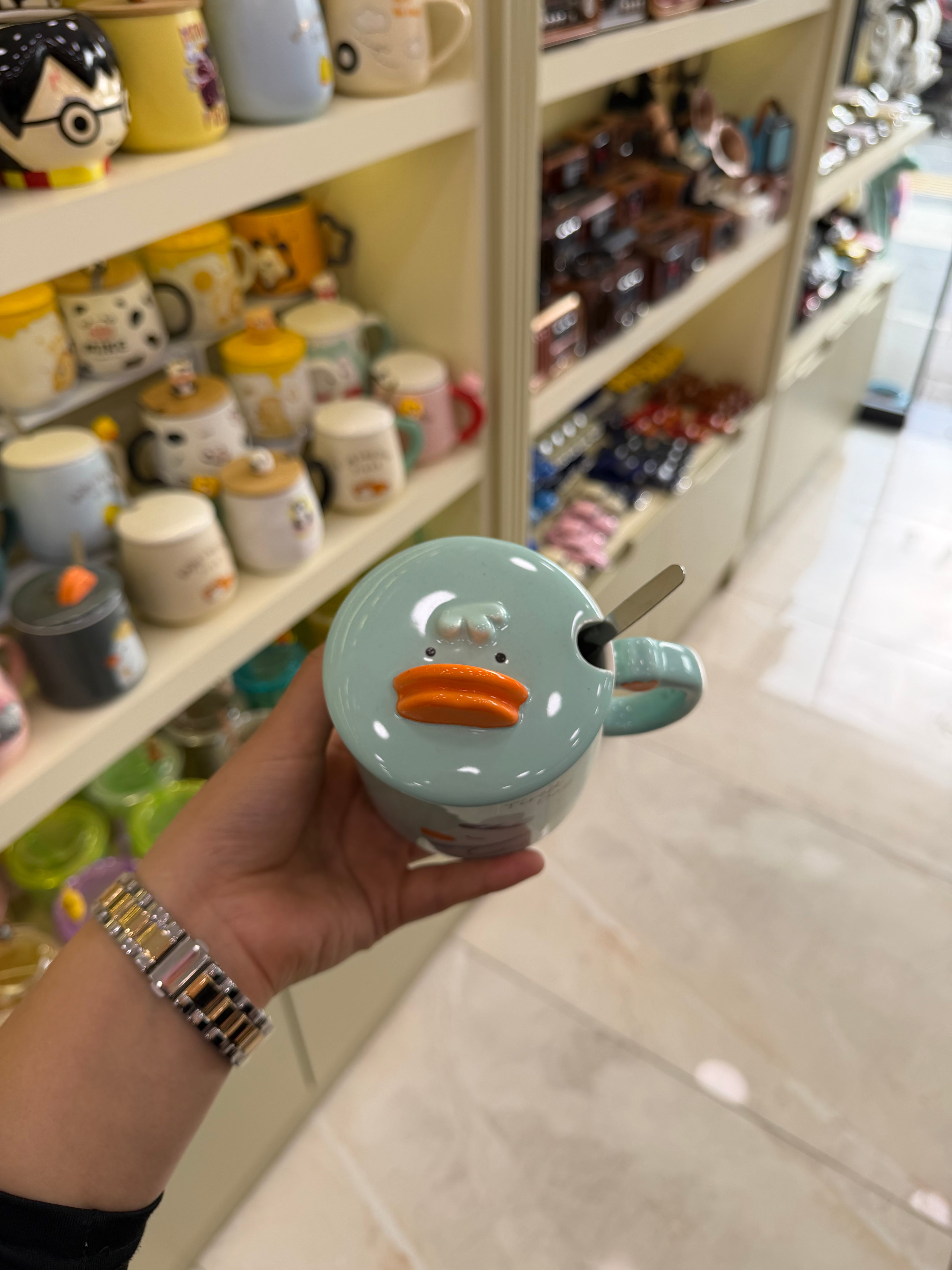 Ördek Figürlü Kapaklı Kupa Bardak