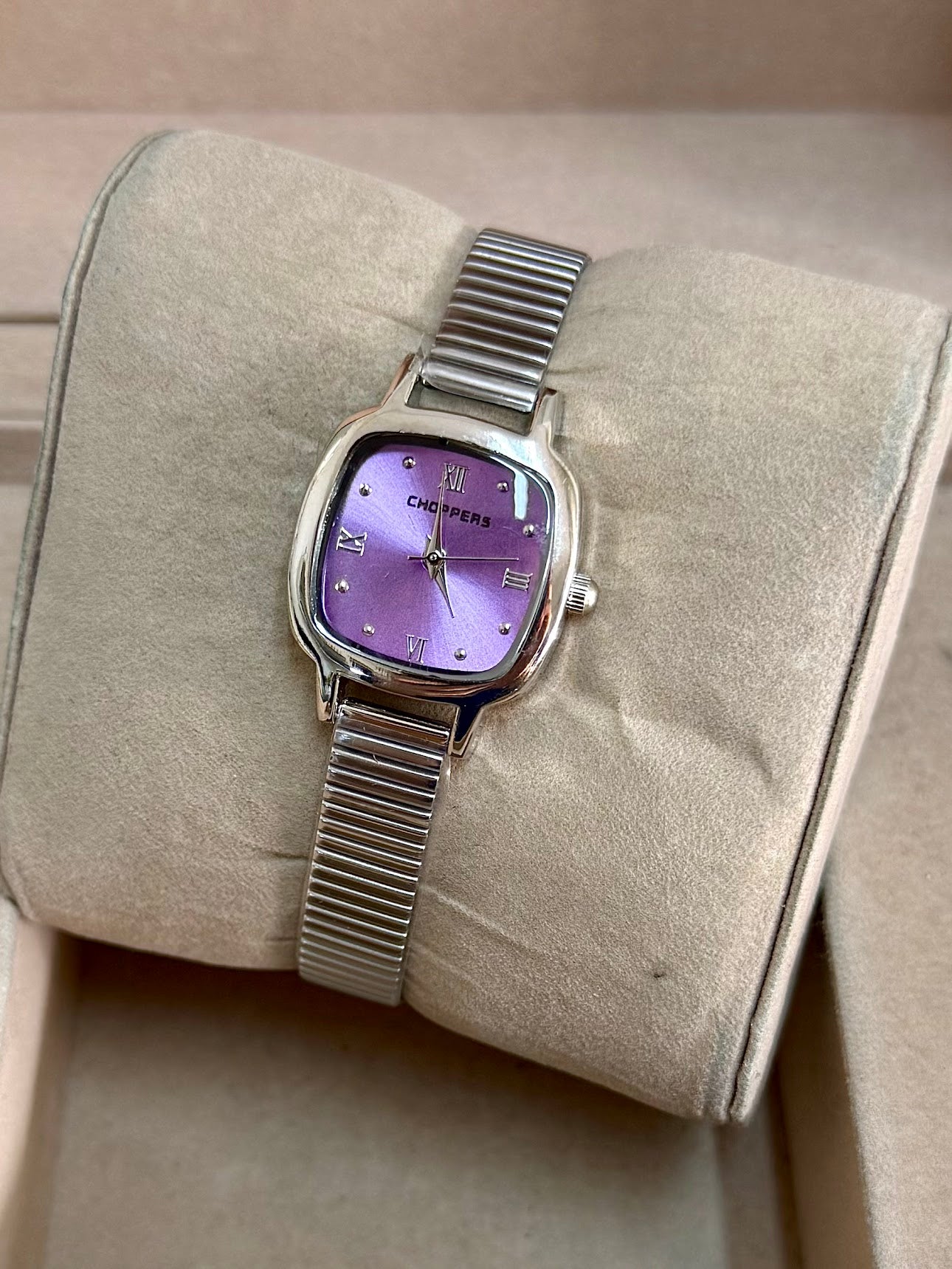 Kişiye Özel Kordonuna İsim Yazılır Kadın Saat Mor Gümüş