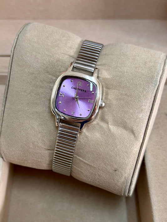 Kişiye Özel Kordonuna İsim Yazılır Kadın Saat Mor Gümüş