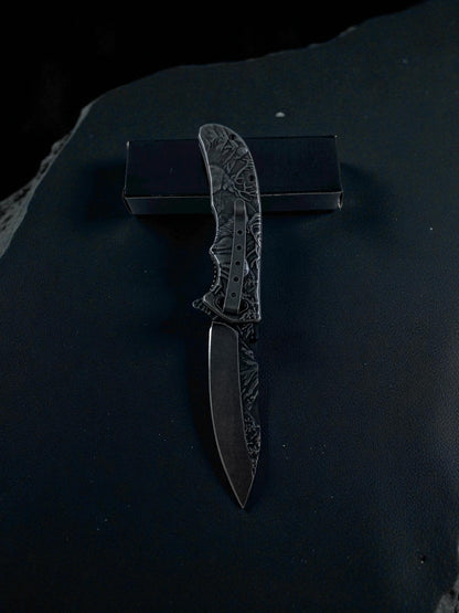 Sibirya Metal Geyik Desenli Katlanır Çakı