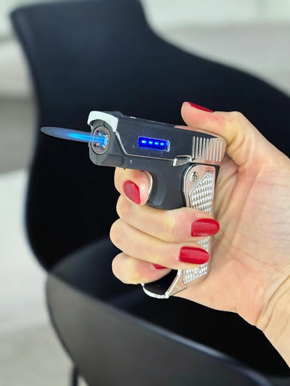 Hem Şarjlı Hem Gazlı Katlanır Tabanca Şeklinde Çakmak 5331