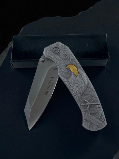 Sibirya Kartal Kabartma Desenli Taktik Çakı