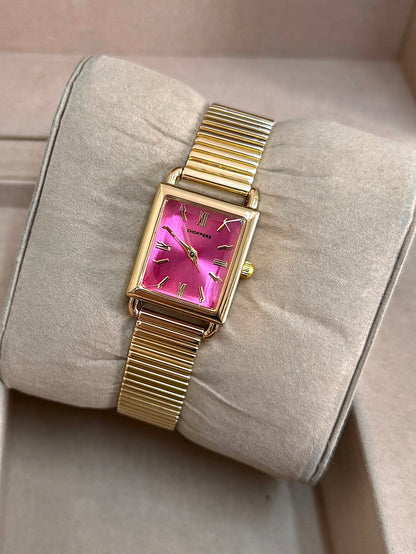 Kişiye Özel Kordonuna İsim Yazılır Kadın Saat Pembe Altın