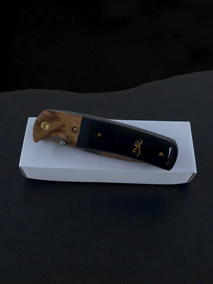 Ahşap Desenli Siyah Sibirya Çakı