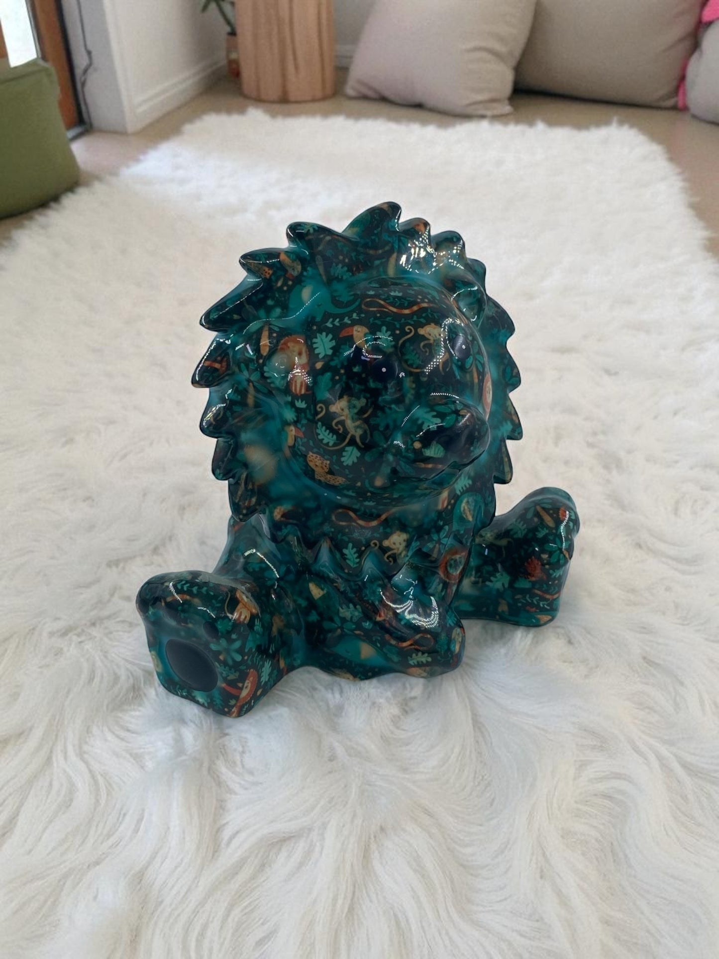 Seramik Renkli Sevimli Aslan Biblo