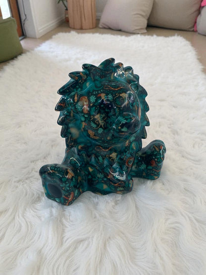 Seramik Renkli Sevimli Aslan Biblo