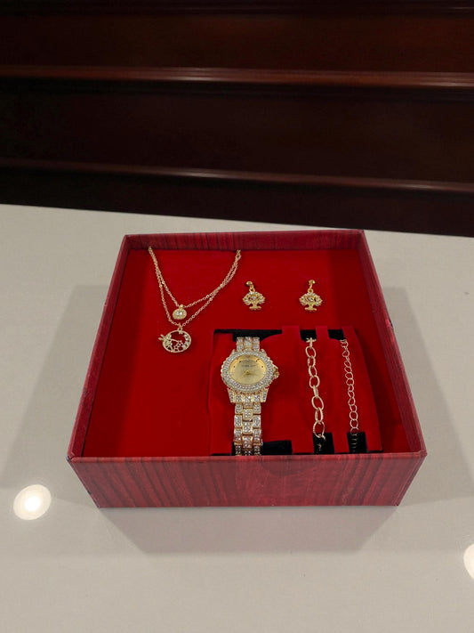 Saat Kolye Bileklik Küpe Takı Seti