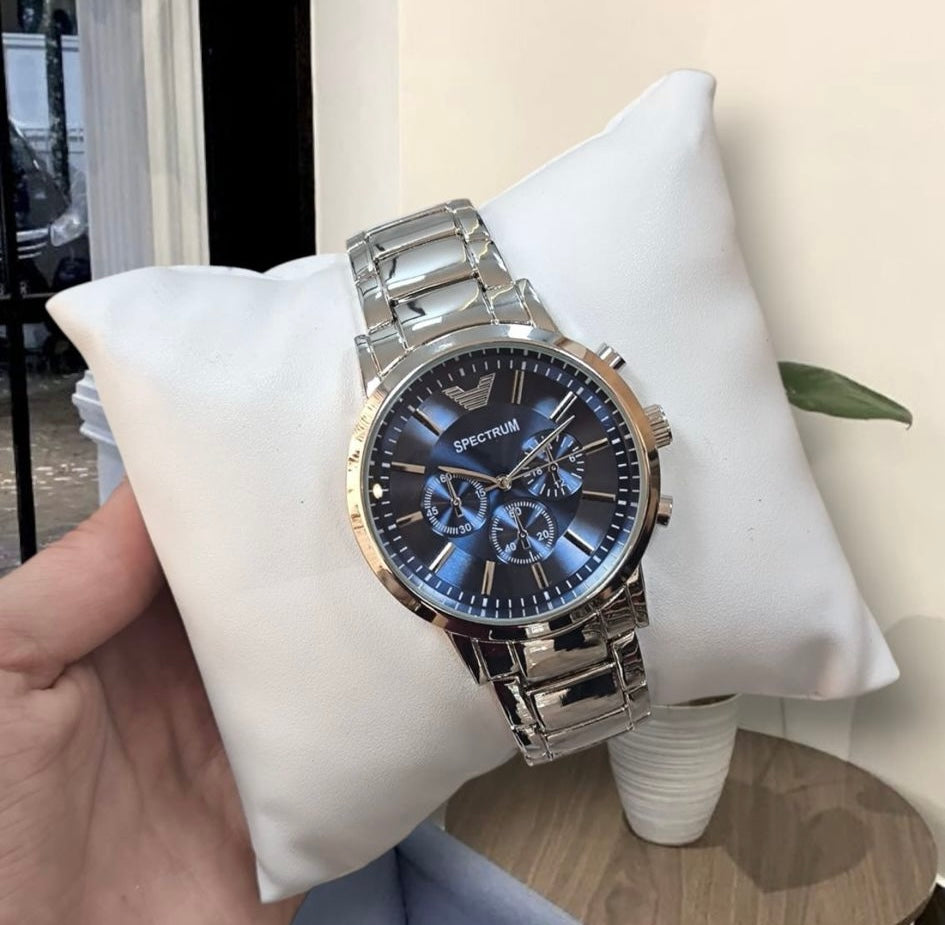 Kişiye Özel Kordonu İsim Yazılır Saat Mavi Gümüş