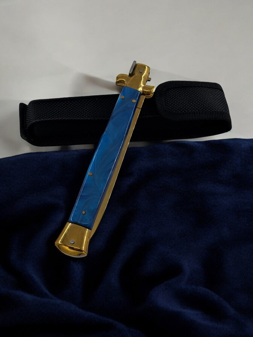 Orjinal AKC İtalyan Sustalı 33 cm Çakı Mavi - Gold 2211