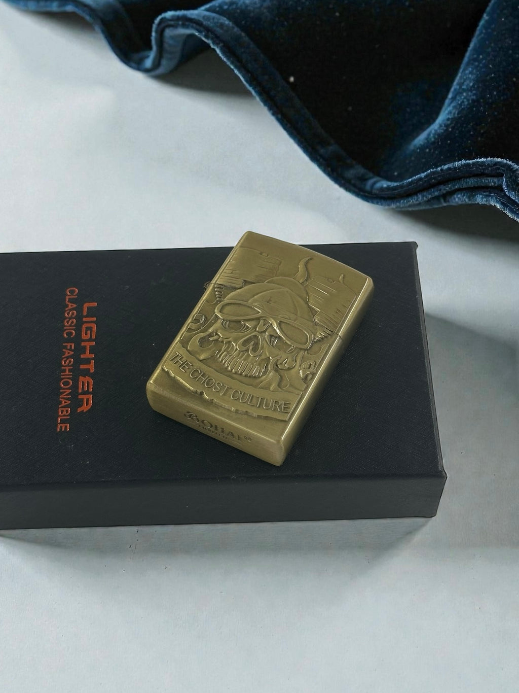 Kurukafa Figürlü Taşlı Zippo Model Lüks Çakmak