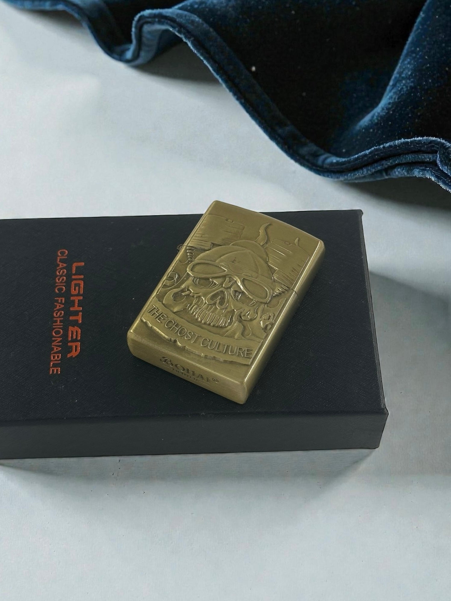 Kurukafa Figürlü Taşlı Zippo Model Lüks Çakmak