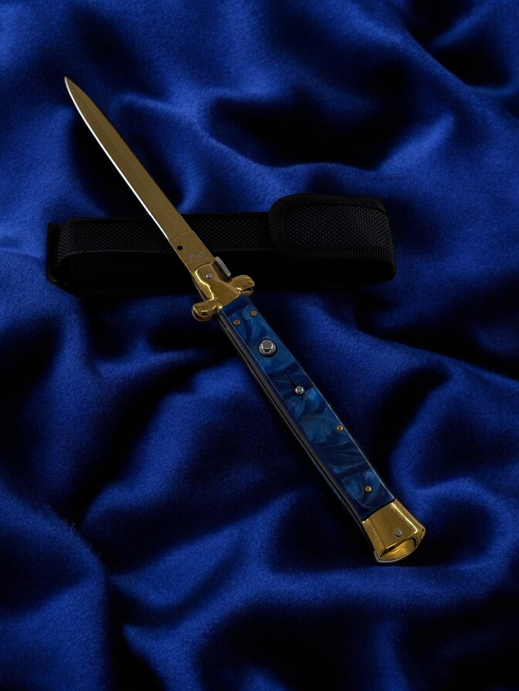 Orjinal AKC İtalyan Sustalı 33 cm Çakı Mavi - Gold 2211
