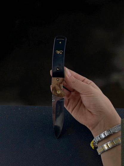 Ahşap Desenli Siyah Sibirya Çakı