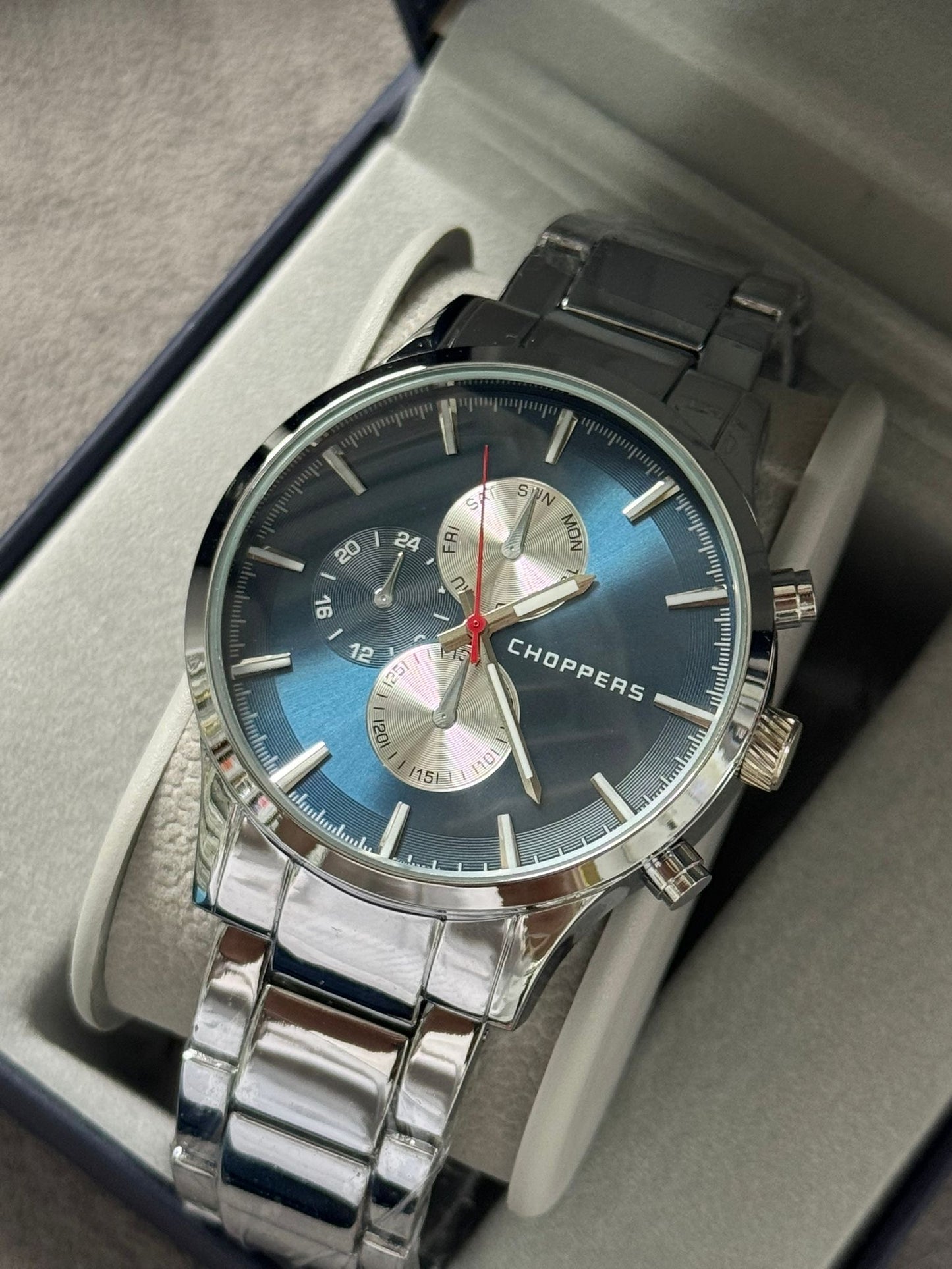 Kişiye Özel Kordonu İsim Yazılır Saat Mavi Gümüş