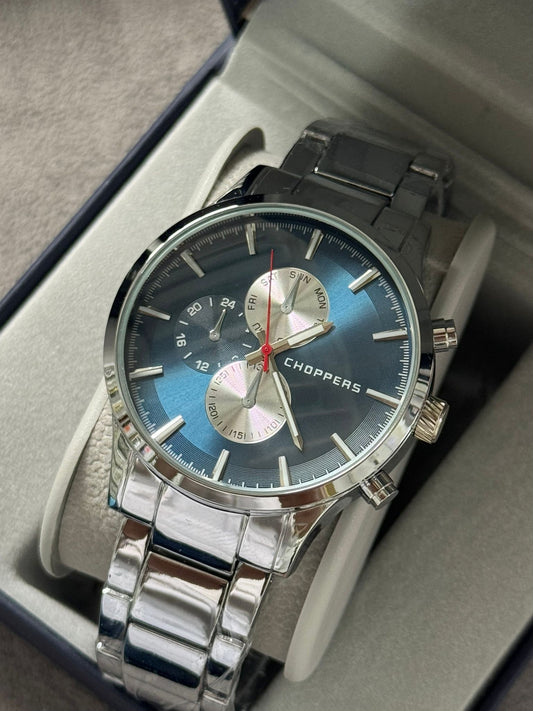 Kişiye Özel Kordonu İsim Yazılır Saat Mavi Gümüş