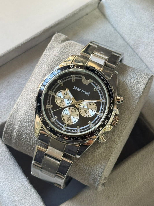 Kişiye Özel Kordonu İsim Yazılır Çelik Saat Siyah Gümüş