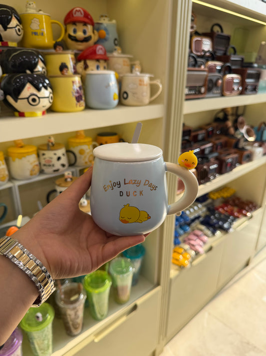 Tembel Hayvan Figürlü Kapaklı Kupa Bardak