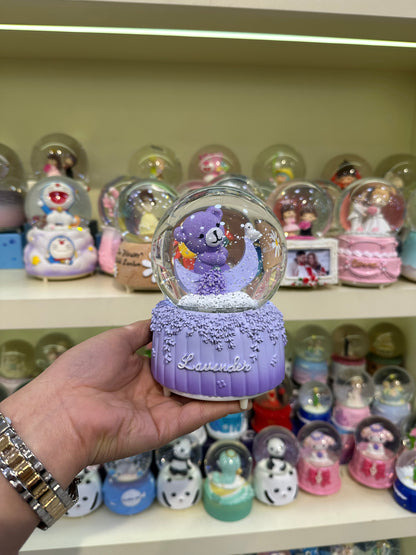 Mor Ayıcıklı Büyük Boy Kar Küresi