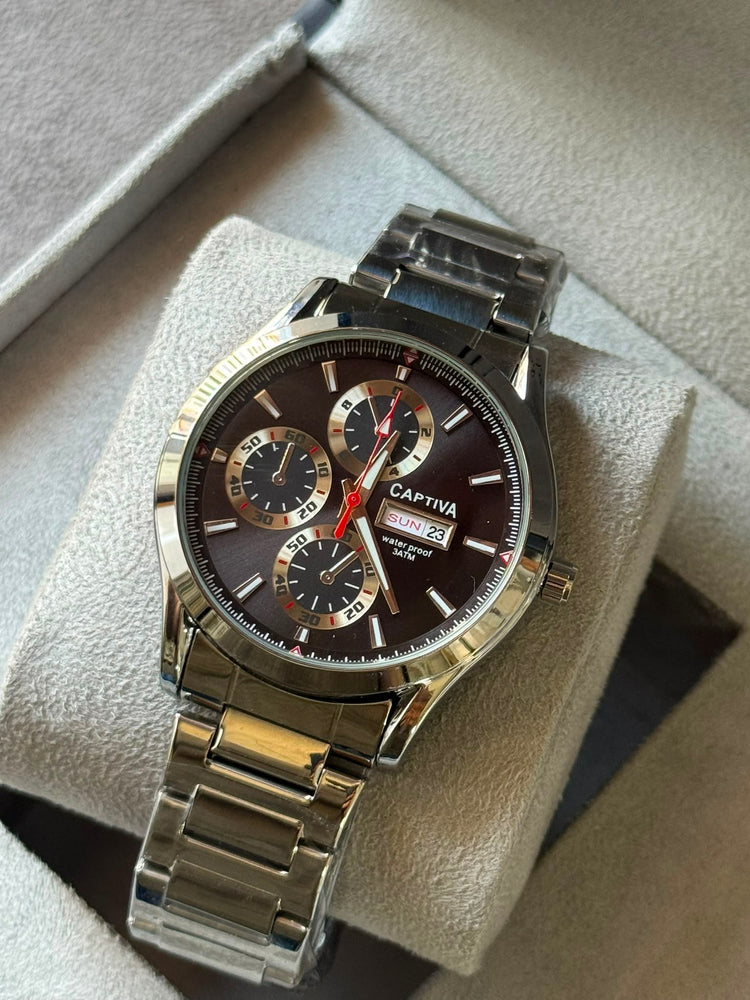 Kişiye Özel Kordonu İsim Yazılır Çelik Saat Siyah Gümüş