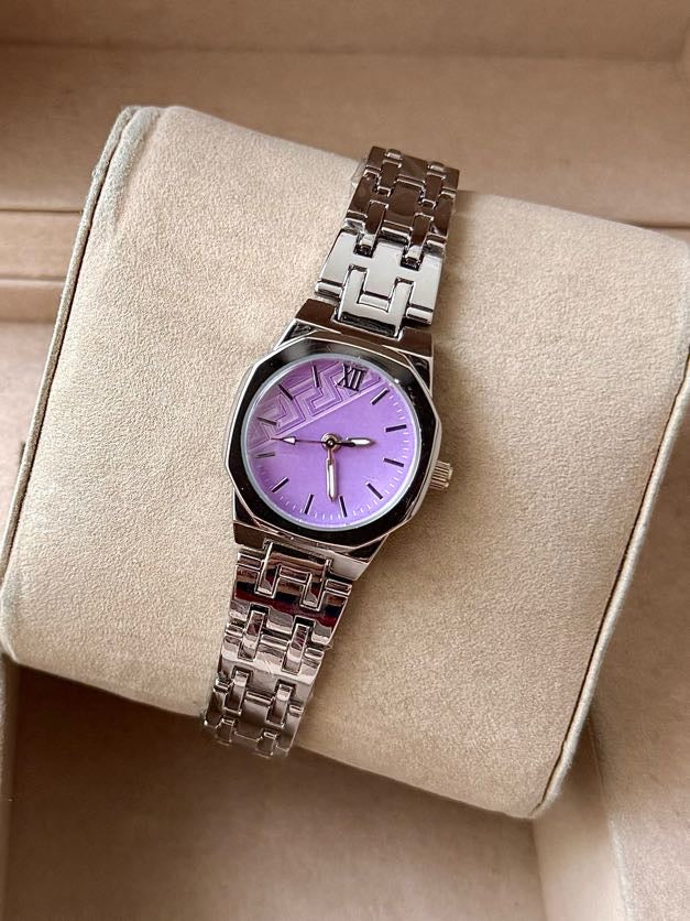 Kişiye Özel Kordonuna İsim Yazılır Kadın Saat Mor Gümüş