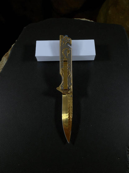 Altın Renk Akrep Desenli Katlanır Çakı