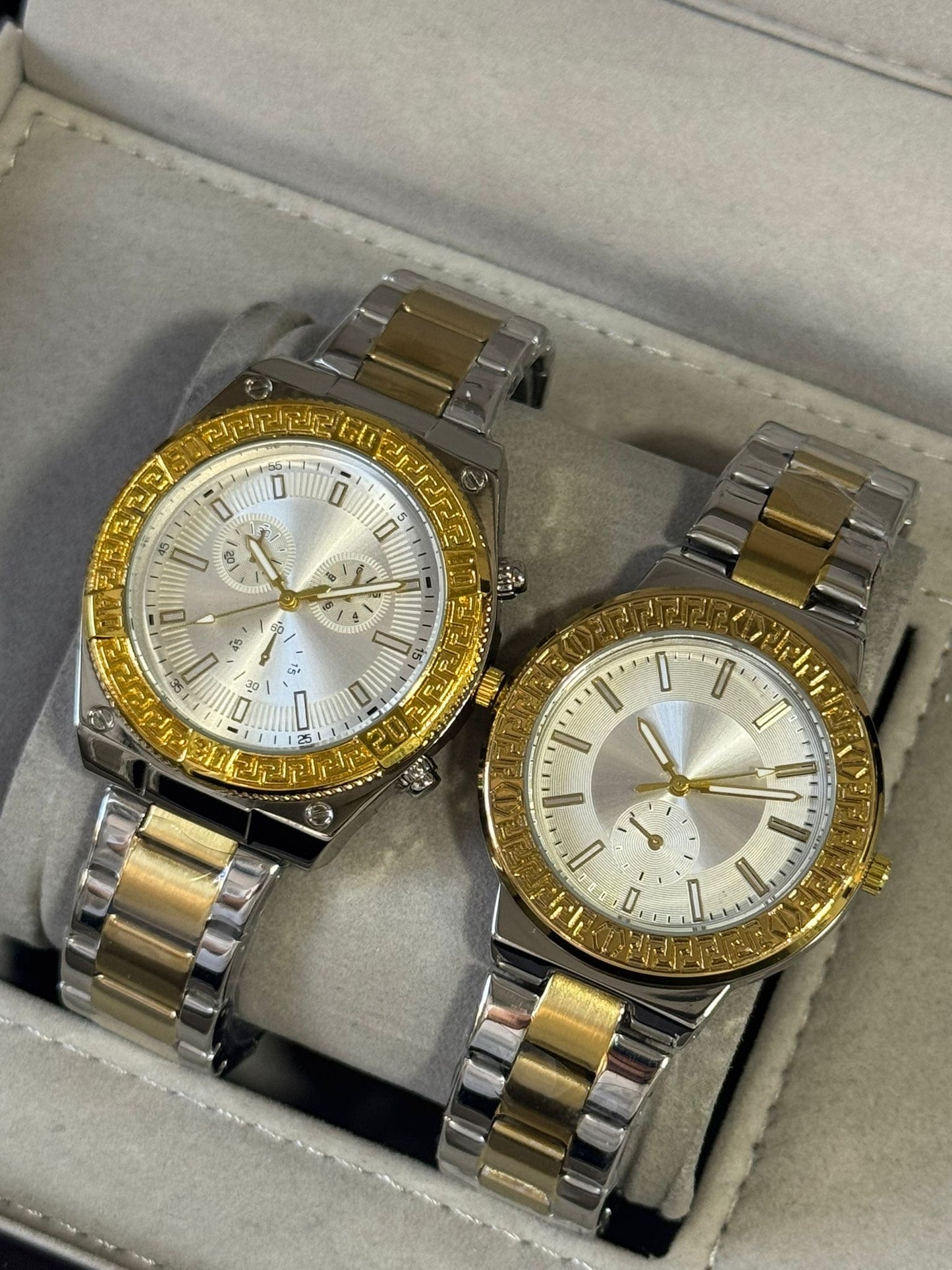 Kişiye Özel Kordonu İsim Yazılır Çelik Çift Saati Altın Gümüş