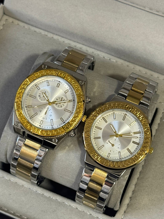 Kişiye Özel Kordonu İsim Yazılır Çelik Çift Saati Altın Gümüş