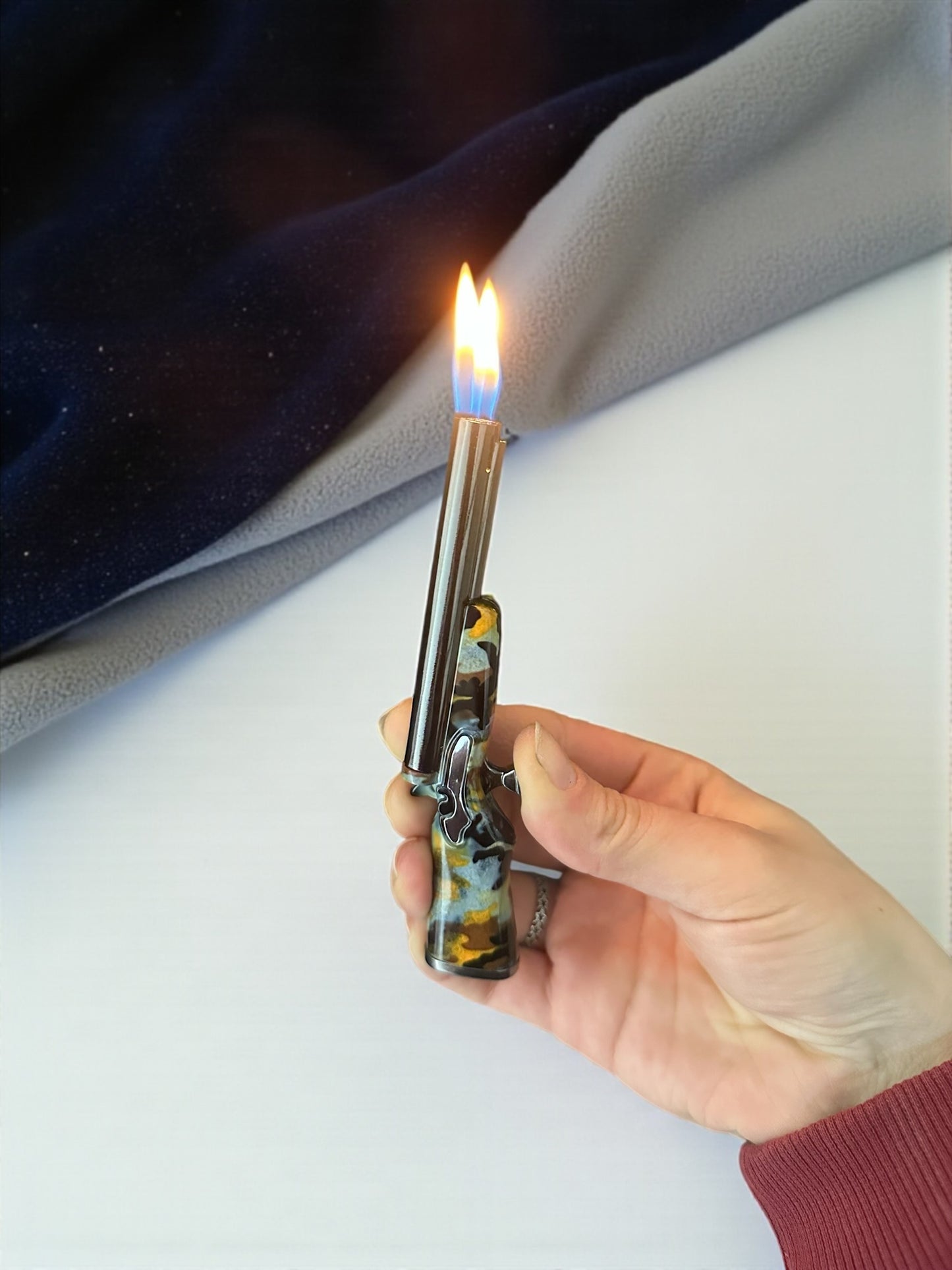 Tüfek Çift Yanan Desenli Gazlı Çakmak