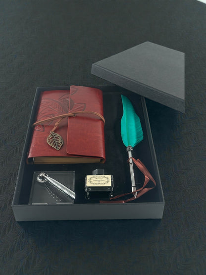 Mürekkepli Tüylü Divit Kalem Defter Seti